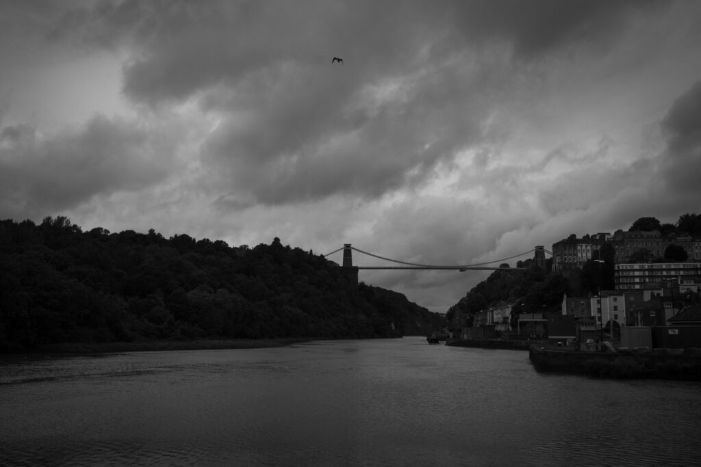 Gloomy suspension bridge